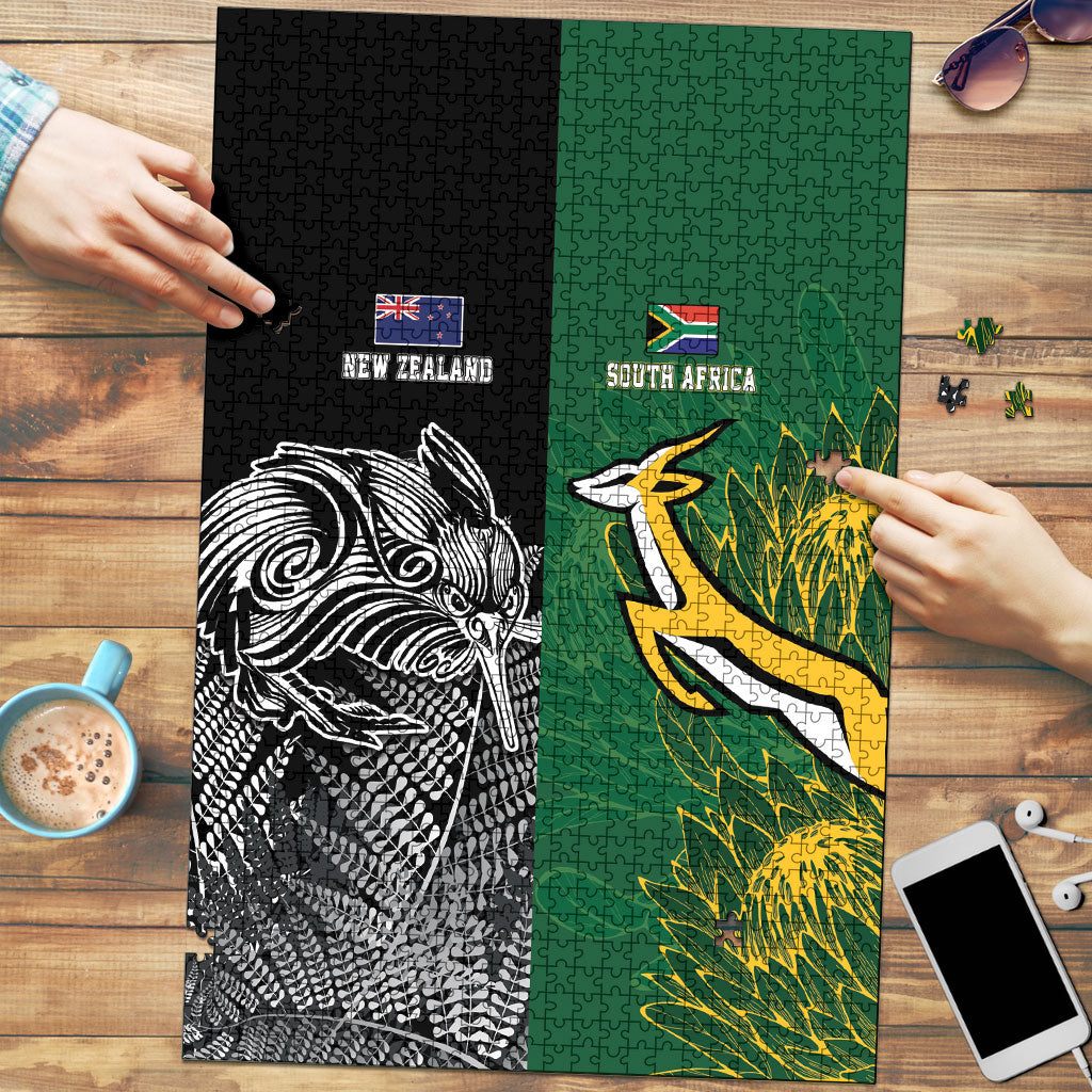 New Zealand - South Africa Greatest Rivals Rugby Puzzle Kiwi Vs Bokke LT7 Multicolor - Polynesian Pride