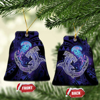 Polynesian Aumakua Ceramic Ornament Jellyfish with Shark LT7 Bell Flake Teal Purple - Polynesian Pride