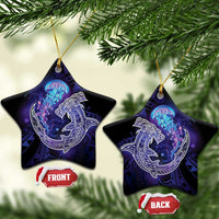 Polynesian Aumakua Ceramic Ornament Jellyfish with Shark LT7 Star Teal Purple - Polynesian Pride
