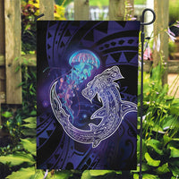 Polynesian Aumakua Garden Flag Jellyfish with Shark LT7 Garden Flag Teal Purple - Polynesian Pride
