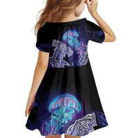 Polynesian Aumakua Kid Short Sleeve Dress Jellyfish with Shark LT7 - Polynesian Pride