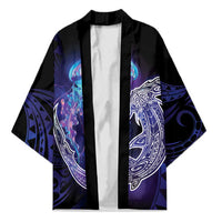 Polynesian Aumakua Kimono Jellyfish with Shark LT7 Unisex Teal Purple - Polynesian Pride