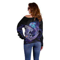 Polynesian Aumakua Off Shoulder Sweater Jellyfish with Shark LT7 - Polynesian Pride