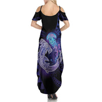 Polynesian Aumakua Summer Maxi Dress Jellyfish with Shark LT7 - Polynesian Pride