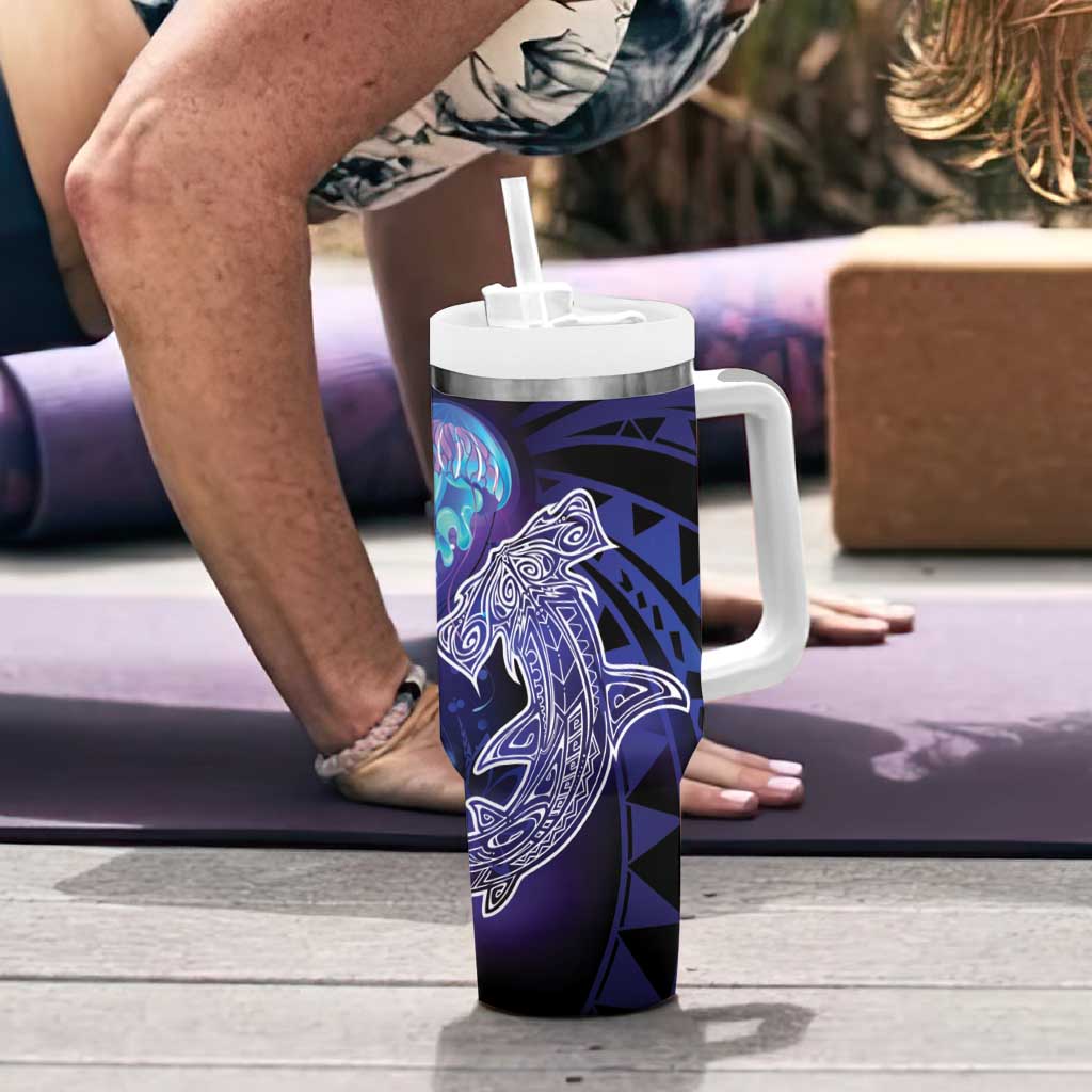 Polynesian Aumakua Tumbler With Handle Jellyfish with Shark LT7 - Polynesian Pride