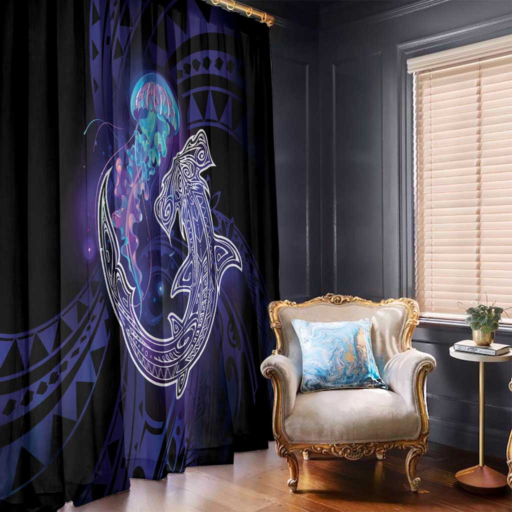 Polynesian Aumakua Window Curtain Jellyfish with Shark LT7 - Polynesian Pride