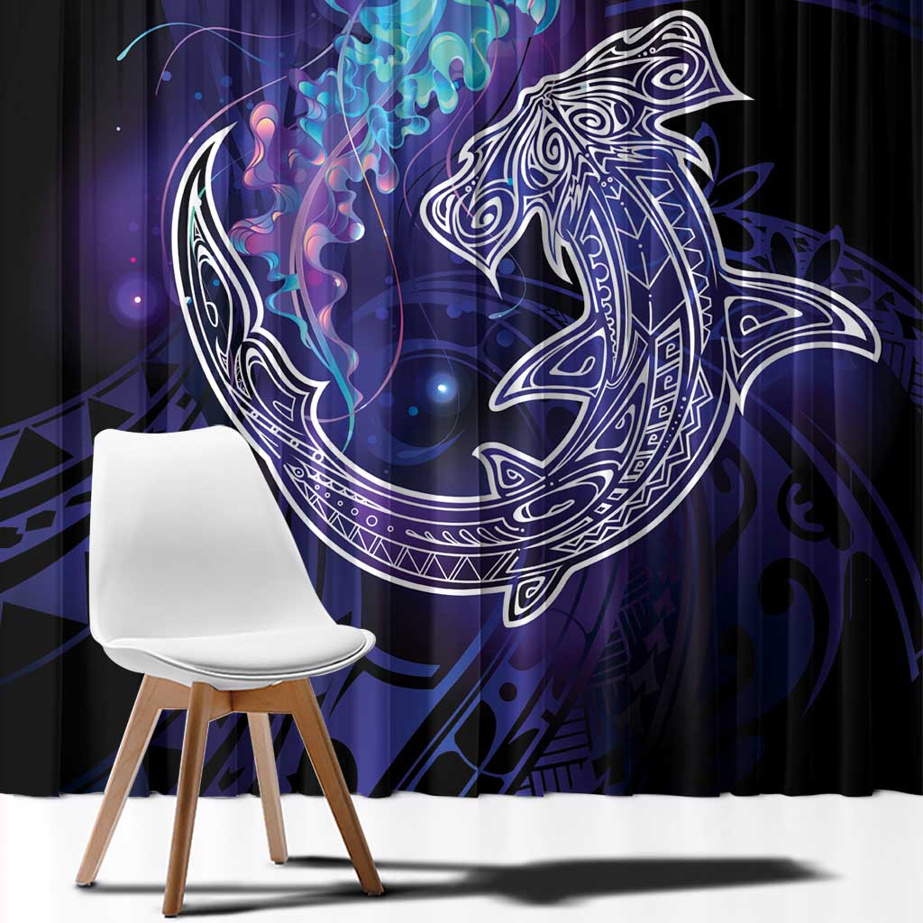 Polynesian Aumakua Window Curtain Jellyfish with Shark LT7 - Polynesian Pride
