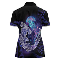 Polynesian Aumakua Women Polo Shirt Jellyfish with Shark LT7 - Polynesian Pride