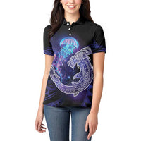 Polynesian Aumakua Women Polo Shirt Jellyfish with Shark LT7 - Polynesian Pride