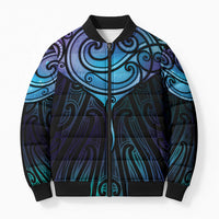 Aotearoa Maori Te Whai Rahi Bomber Puffer Jacket Tala - Nowhere You Could Go That I Won't Be With You LT7 Unisex Teal Purple - Polynesian Pride
