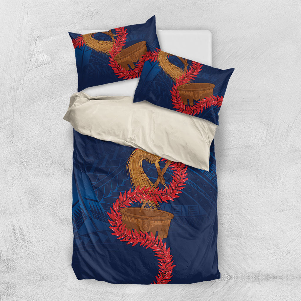 Talofa Samoa Tanoa Fue Mix Ulafala Bedding Set LT7 US Twin 172cm x 218cm Navy Blue - Polynesian Pride