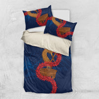 Talofa Samoa Tanoa Fue Mix Ulafala Bedding Set LT7 US Twin 172cm x 218cm Navy Blue - Polynesian Pride