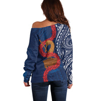 Talofa Samoa Tanoa Fue Mix Ulafala Off Shoulder Sweater LT7 - Polynesian Pride