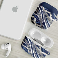 Polynesian Puakeniken Pikake Twisted Lei AirPods Case Navy Blue LT7 - Polynesian Pride