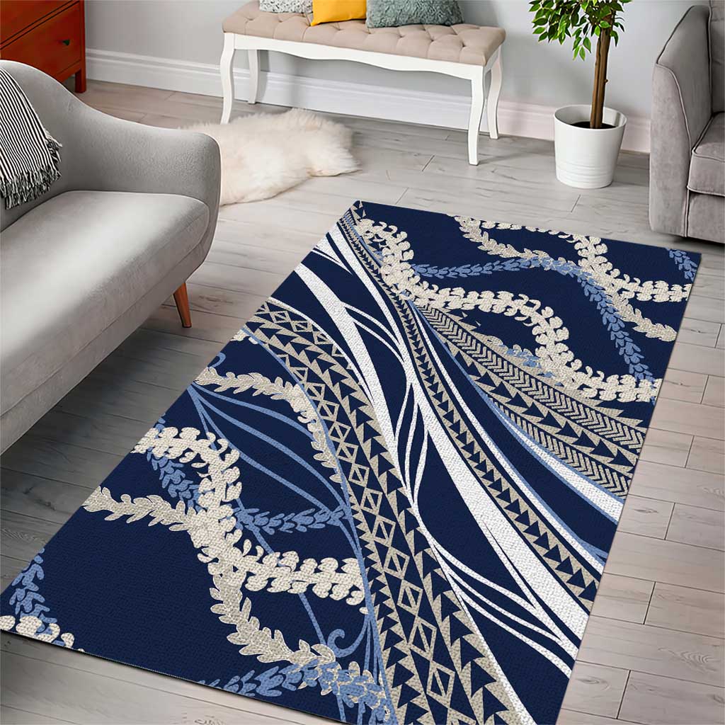 Polynesian Puakeniken Pikake Twisted Lei Area Rug Navy Blue LT7 - Polynesian Pride