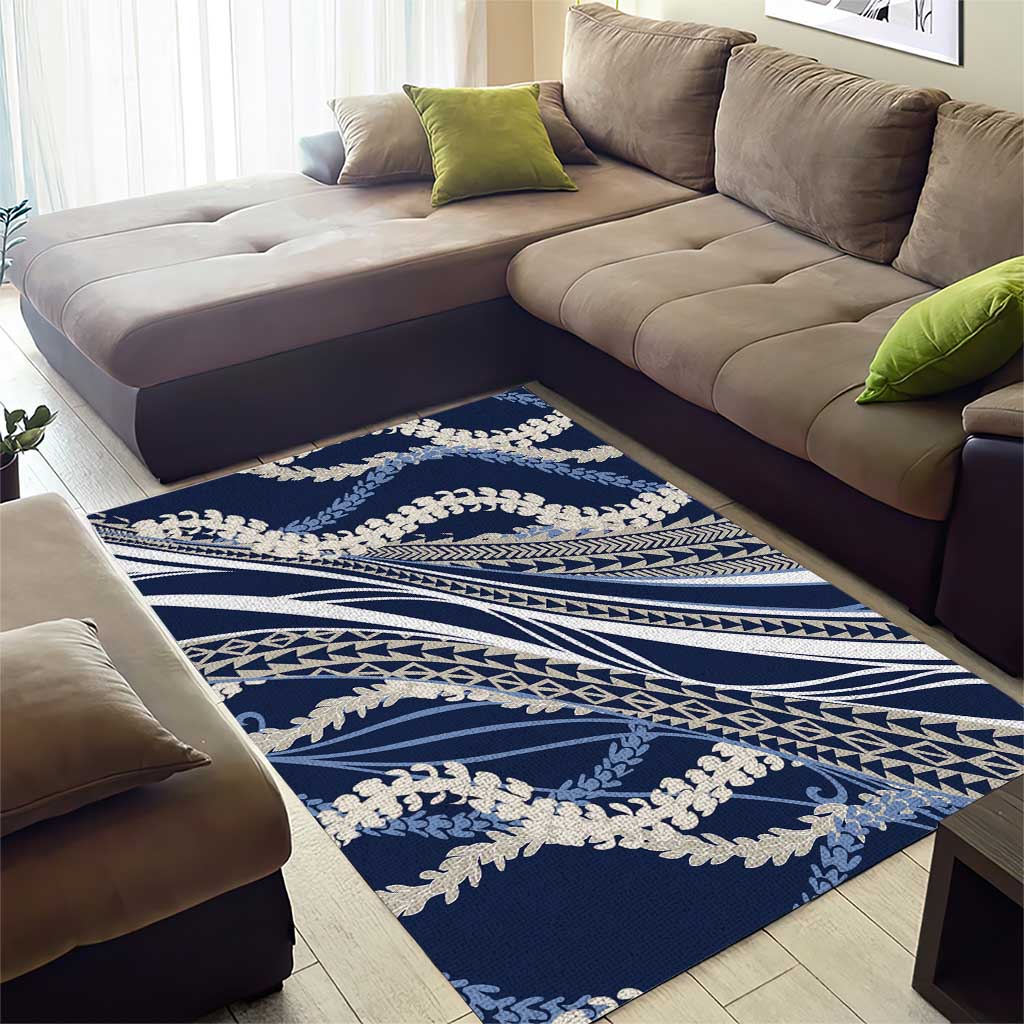 Polynesian Puakeniken Pikake Twisted Lei Area Rug Navy Blue LT7 - Polynesian Pride
