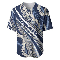 Polynesian Puakeniken Pikake Twisted Lei Baseball Jersey Navy Blue LT7 Navy Blue - Polynesian Pride