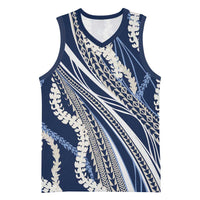 Polynesian Puakeniken Pikake Twisted Lei Basketball Jersey Navy Blue LT7 Unisex Navy Blue - Polynesian Pride