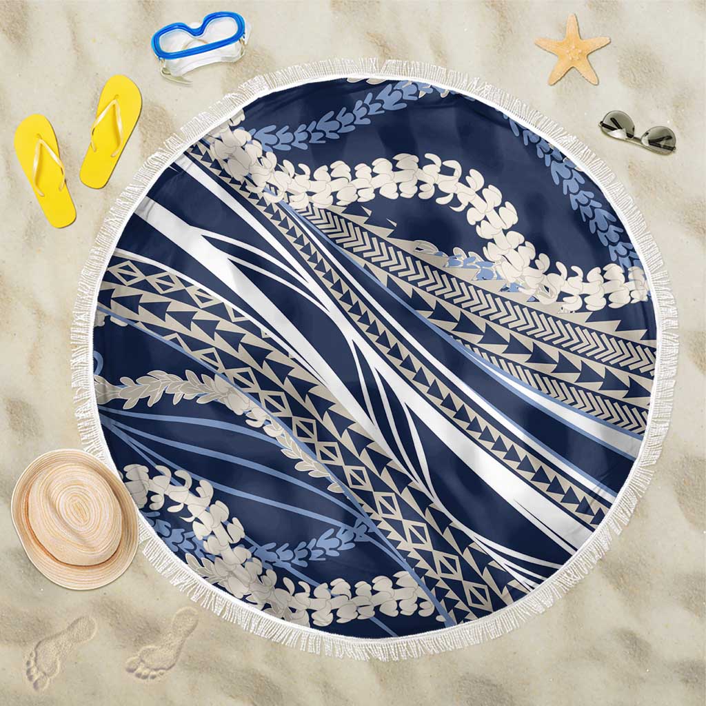 Polynesian Puakeniken Pikake Twisted Lei Beach Blanket Navy Blue LT7 One Size 150cm Navy Blue - Polynesian Pride