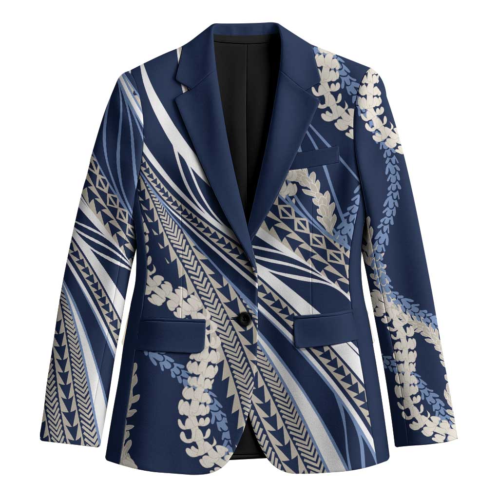 Polynesian Puakeniken Pikake Twisted Lei Blazer Navy Blue LT7 Unisex Navy Blue - Polynesian Pride