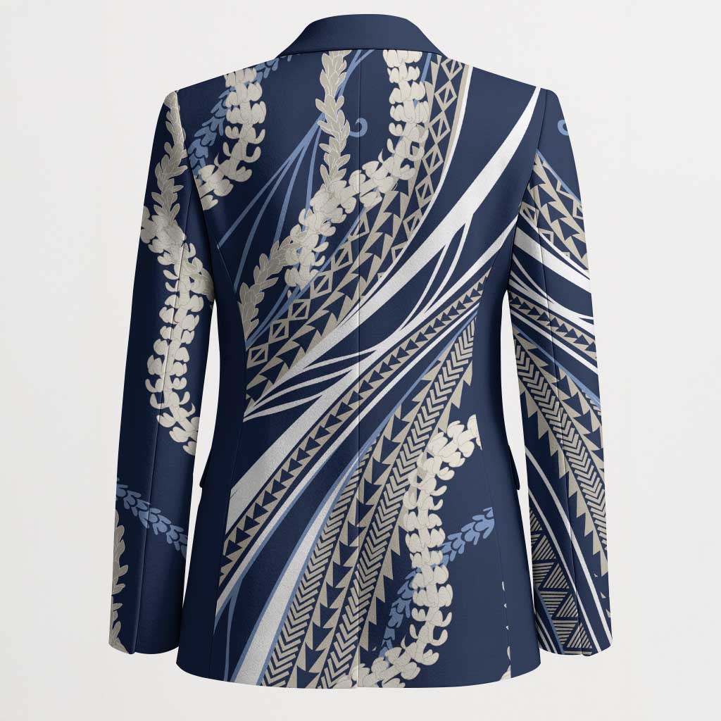 Polynesian Puakeniken Pikake Twisted Lei Blazer Navy Blue LT7 - Polynesian Pride