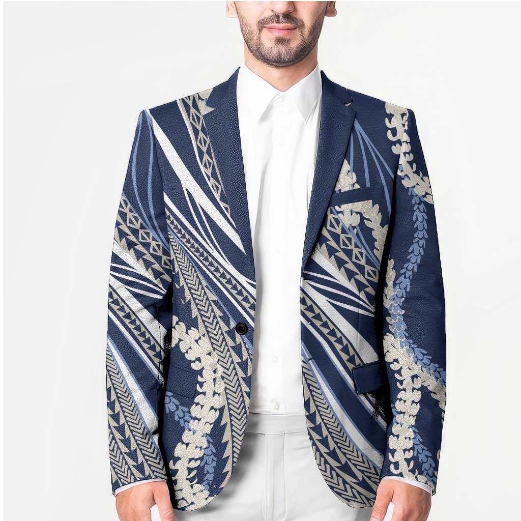 Polynesian Puakeniken Pikake Twisted Lei Blazer Navy Blue LT7 - Polynesian Pride