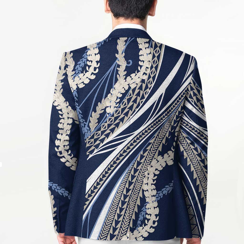 Polynesian Puakeniken Pikake Twisted Lei Blazer Navy Blue LT7 - Polynesian Pride