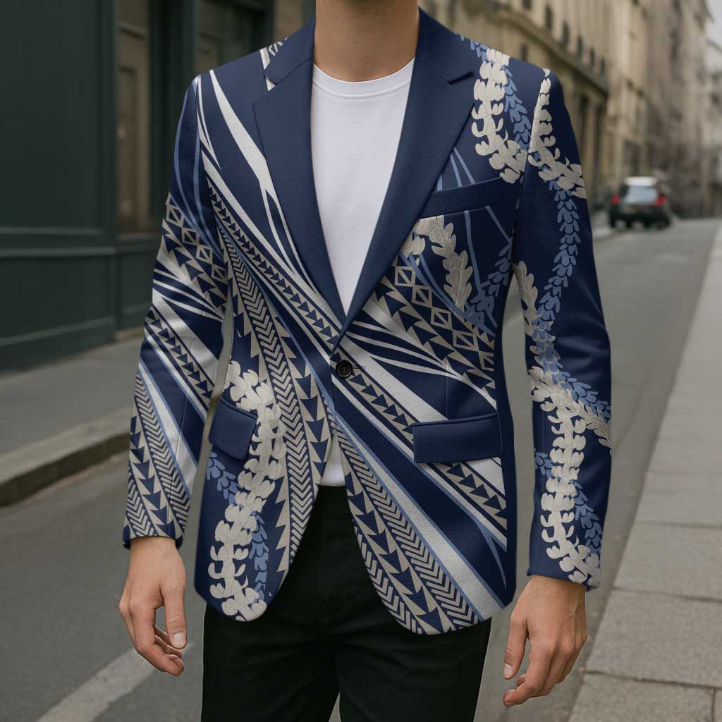 Polynesian Puakeniken Pikake Twisted Lei Blazer Navy Blue LT7 - Polynesian Pride