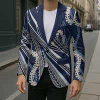 Polynesian Puakeniken Pikake Twisted Lei Blazer Navy Blue LT7 - Polynesian Pride