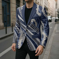 Polynesian Puakeniken Pikake Twisted Lei Blazer Navy Blue LT7 - Polynesian Pride