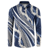 Polynesian Puakeniken Pikake Twisted Lei Button Sweatshirt Navy Blue LT7 Navy Blue - Polynesian Pride