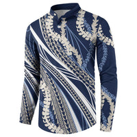 Polynesian Puakeniken Pikake Twisted Lei Button Sweatshirt Navy Blue LT7 - Polynesian Pride