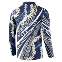 Polynesian Puakeniken Pikake Twisted Lei Button Sweatshirt Navy Blue LT7 - Polynesian Pride