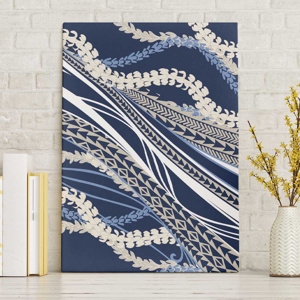 Polynesian Puakeniken Pikake Twisted Lei Canvas Wall Art Navy Blue LT7 Without Frame Navy Blue - Polynesian Pride