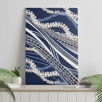 Polynesian Puakeniken Pikake Twisted Lei Canvas Wall Art Navy Blue LT7 - Polynesian Pride