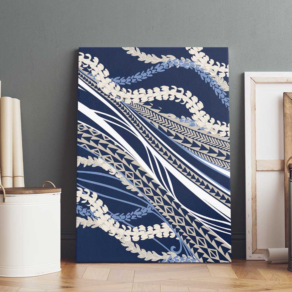 Polynesian Puakeniken Pikake Twisted Lei Canvas Wall Art Navy Blue LT7 - Polynesian Pride