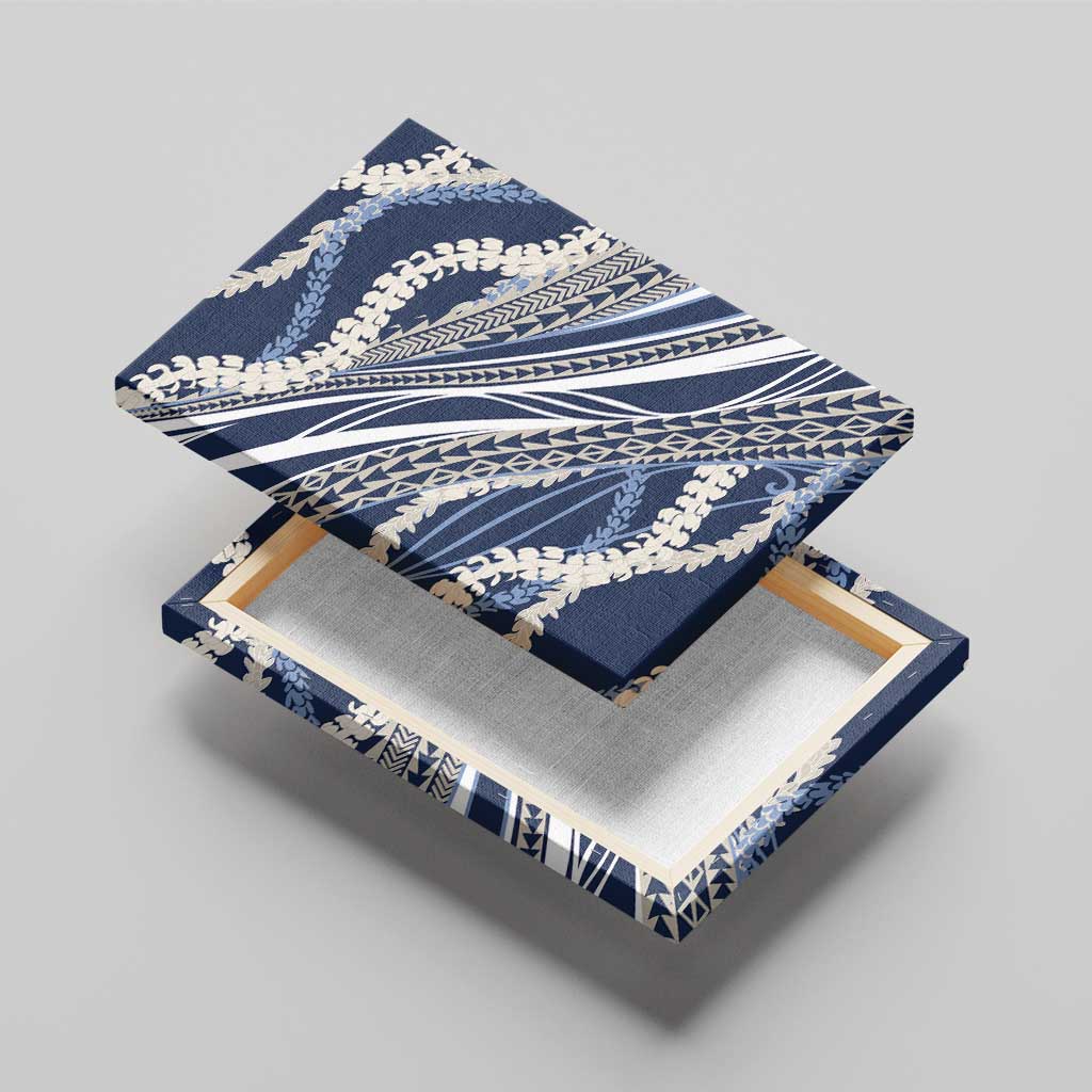 Polynesian Puakeniken Pikake Twisted Lei Canvas Wall Art Navy Blue LT7 - Polynesian Pride