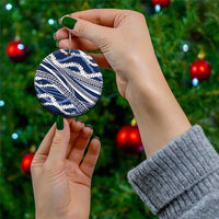 Polynesian Puakeniken Pikake Twisted Lei Ceramic Ornament Navy Blue LT7 - Polynesian Pride