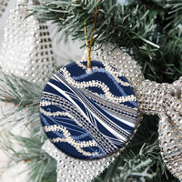 Polynesian Puakeniken Pikake Twisted Lei Ceramic Ornament Navy Blue LT7 - Polynesian Pride