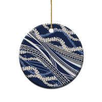 Polynesian Puakeniken Pikake Twisted Lei Ceramic Ornament Navy Blue LT7 - Polynesian Pride