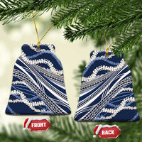 Polynesian Puakeniken Pikake Twisted Lei Ceramic Ornament Navy Blue LT7 Bell Flake Navy Blue - Polynesian Pride