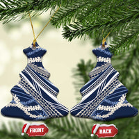 Polynesian Puakeniken Pikake Twisted Lei Ceramic Ornament Navy Blue LT7 Christmas Tree Navy Blue - Polynesian Pride