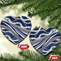 Polynesian Puakeniken Pikake Twisted Lei Ceramic Ornament Navy Blue LT7 Heart Navy Blue - Polynesian Pride