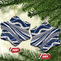 Polynesian Puakeniken Pikake Twisted Lei Ceramic Ornament Navy Blue LT7 Snow Flake Navy Blue - Polynesian Pride