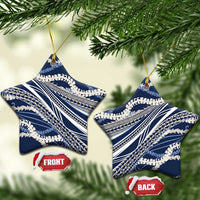 Polynesian Puakeniken Pikake Twisted Lei Ceramic Ornament Navy Blue LT7 Star Navy Blue - Polynesian Pride
