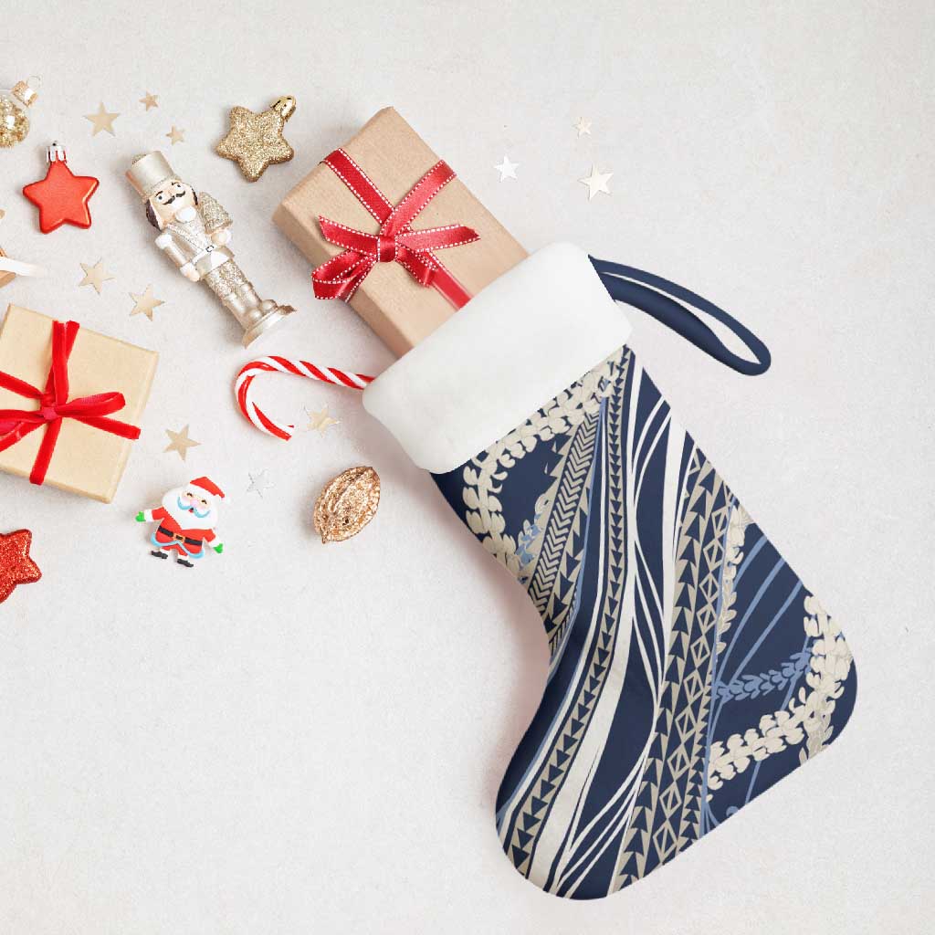 Polynesian Puakeniken Pikake Twisted Lei Christmas Stocking Navy Blue LT7 - Polynesian Pride