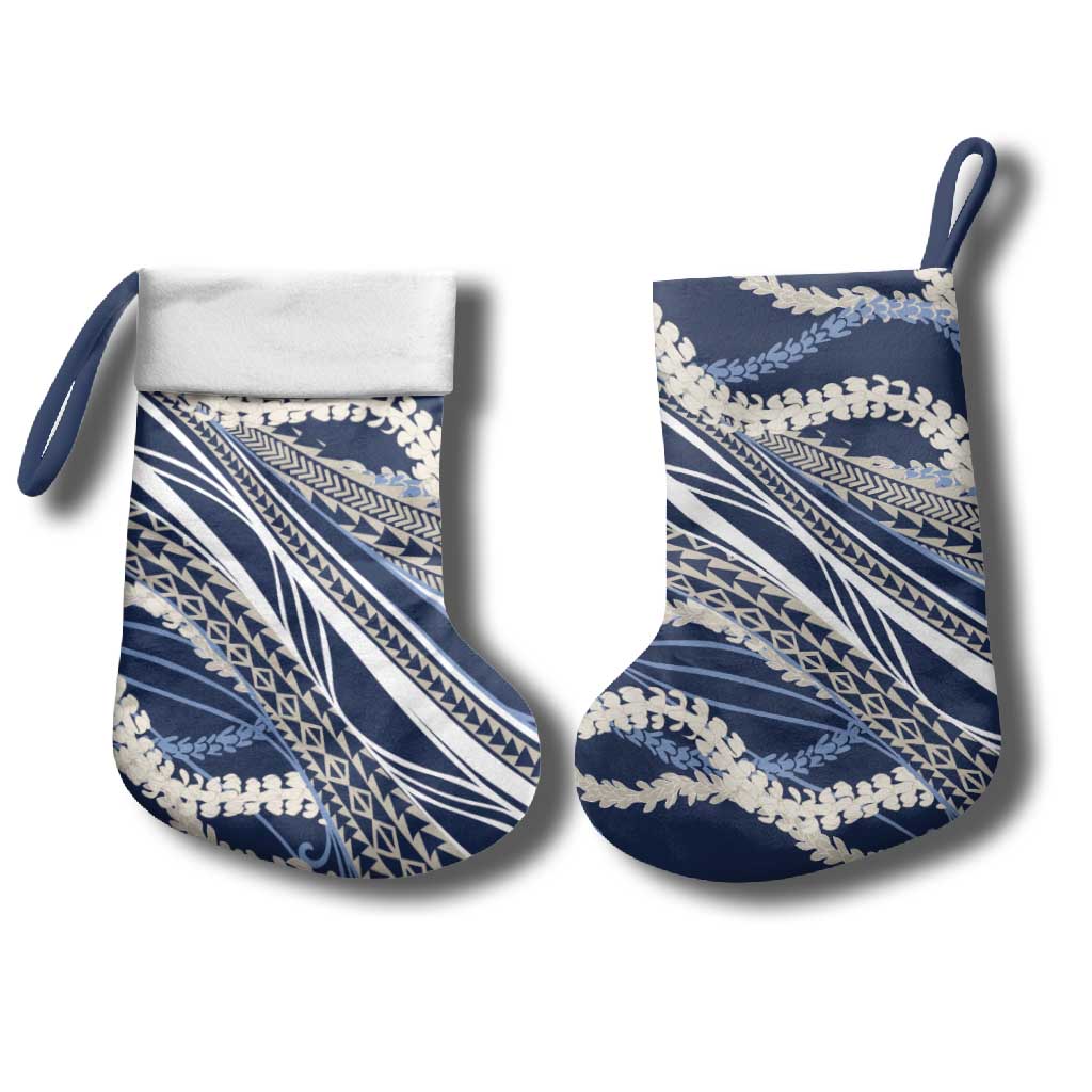 Polynesian Puakeniken Pikake Twisted Lei Christmas Stocking Navy Blue LT7 - Polynesian Pride