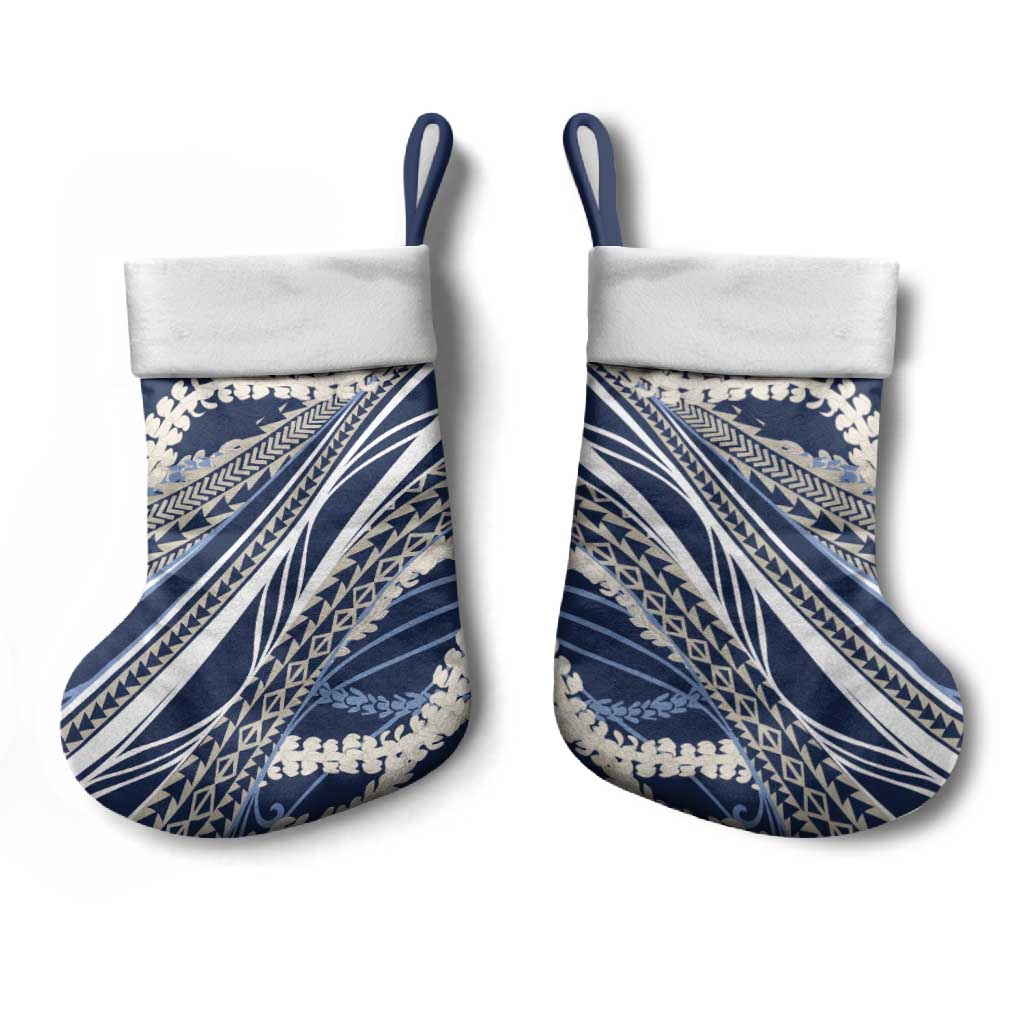 Polynesian Puakeniken Pikake Twisted Lei Christmas Stocking Navy Blue LT7 - Polynesian Pride