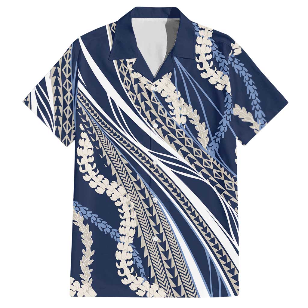 Polynesian Puakeniken Pikake Twisted Lei Hawaiian Shirt Navy Blue LT7 Navy Blue - Polynesian Pride