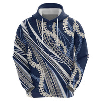 Polynesian Puakeniken Pikake Twisted Lei Hoodie Navy Blue LT7 - Polynesian Pride